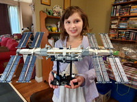 K with the Lego ISS that her and RJ made