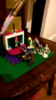 Lego Friends, Duplo Castle, and Halloween monster figures in the same scene.