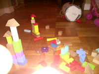 Picture of block towers, taken by a child.