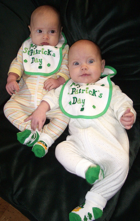 Both babies on St. Patrick's Day.
