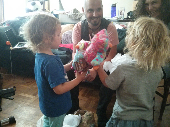Opening presents from Uncle Josh