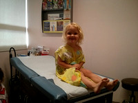 F at the doctor's for her 3 year well baby appointment.