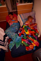 Girls curled up to sleep at AJ's house