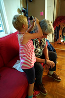 Braiding Grampa Dennis's hair