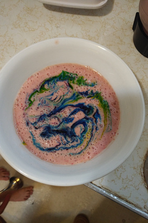 Playing with food coloring in smoothies