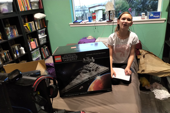 I got K a giant Star Wars lego kit for us to work on