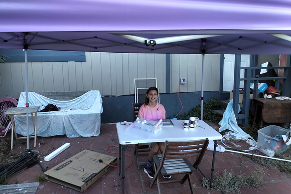 K crafting under the new tent