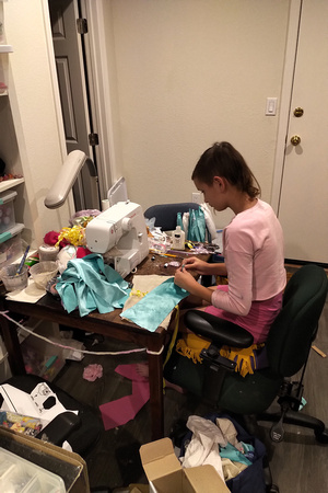 K doing some sewing