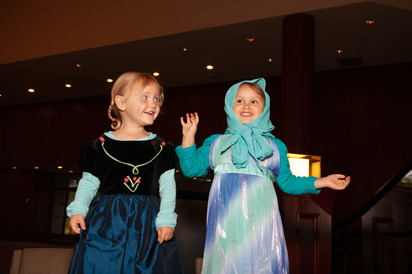 Happy girls in their Anna and Elsa costumes #BayCon2015