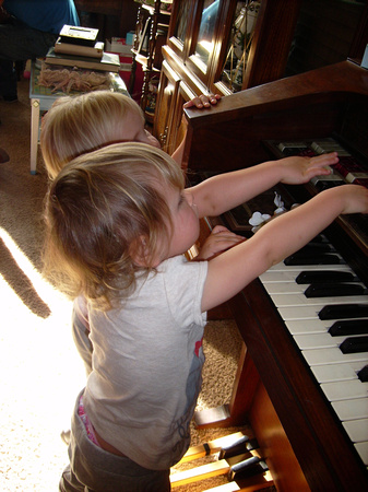 Trying out the piano
