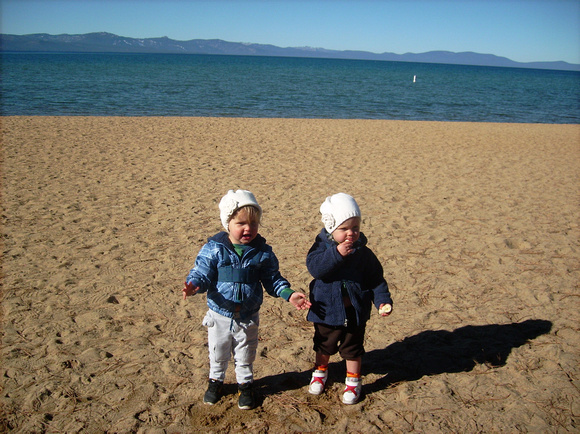 Girls at the beach at Lake Tahoe
