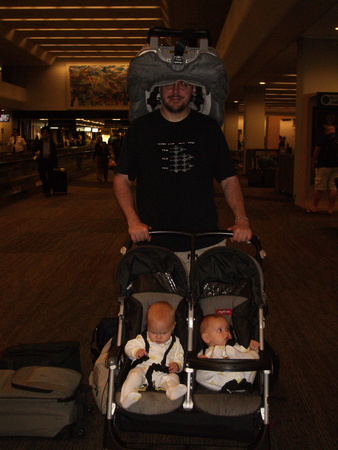Getting through the airport; the car seat carrier didn't work.