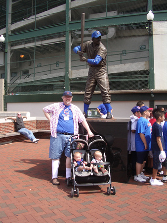 RJ with babies at Wrigley Field.