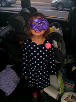 The mask lived in the car for a while and got crushed, and suddenly K wanted to try it.