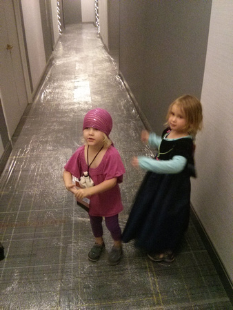 K in the Anna costume, F in her Izzy (from Jake And The Neverland Pirates) costume #BayCon2015