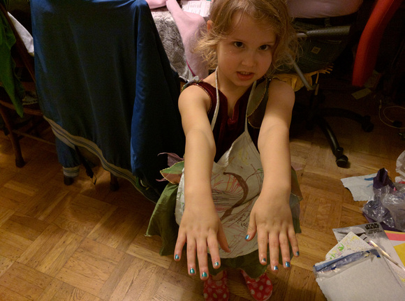 K's self-painted nails.