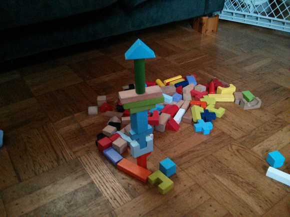 A rather precarious tower that K built.