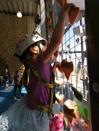 K on the bouldering wall.