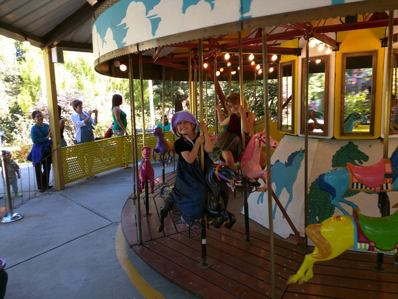 On the carousel at Children's Fairyland