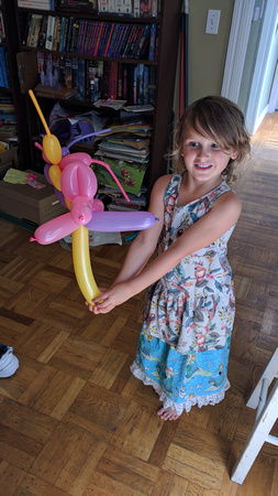 K made a balloon animal.