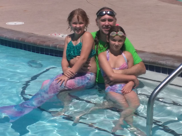 Me with the girls at a pool-cation