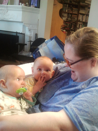 Babies on Auntie Jen.