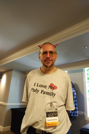 Picture Of Daddy Robin With Devil Horns (that the girls made) (BayCon 2018)
