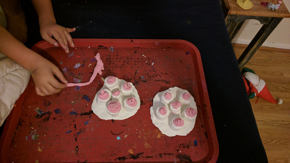 K made cupcakes out of modeling clay.