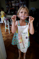 F with her custom apron.