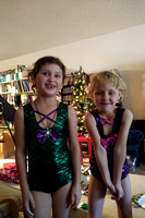 Trying out their new mermaid leotards