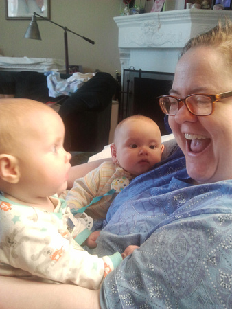 Auntie Jen with adorable babies!