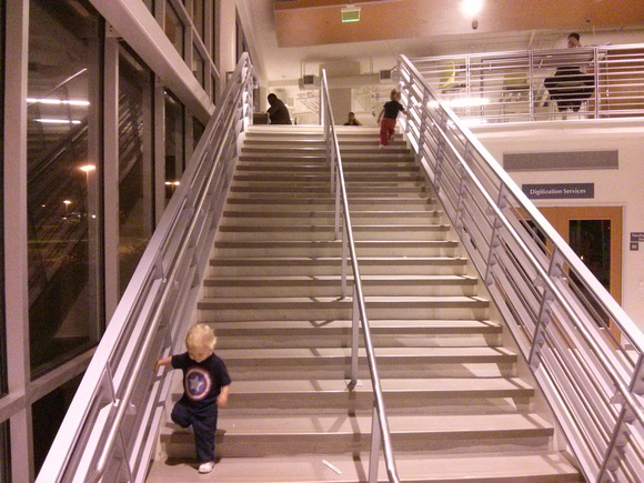 Climbing the stairs at SFSU.