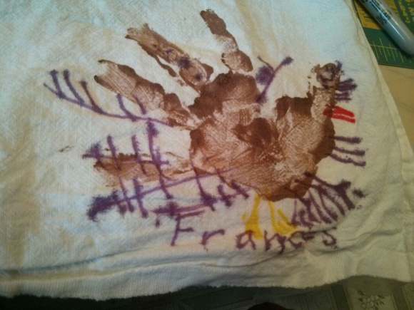 F did some crafting with Grandma; that's intended to be a turkey, which I thought she did pretty well at.
