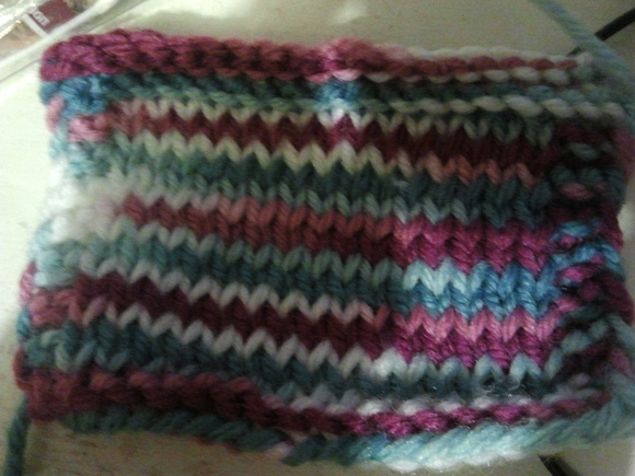 Behold my first test pattern, close up; check out the tight stitches.