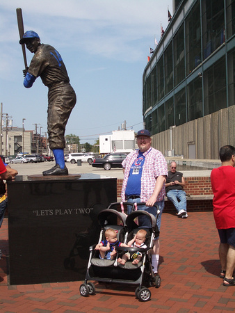 RJ with babies at Wrigley Field.