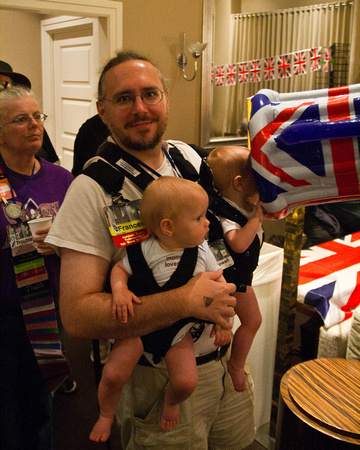 Baby with big beer stein.  (Chicago WorldCon 2012)