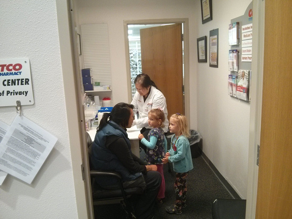 The girls randomly made friends with a woman getting her blood drawn at Costco.