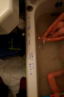 Writing messages to mom in the bath