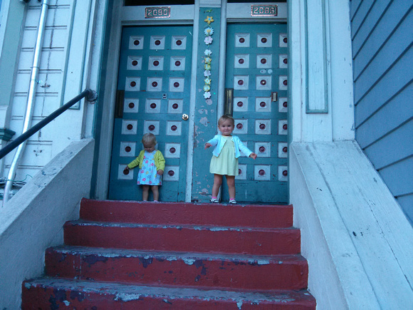 Babies at the top of random stairs in SF.