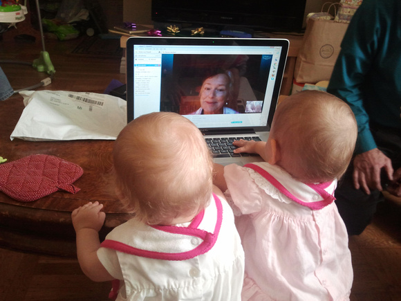 Babies skyping with Ga on their first birthday.