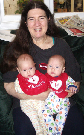 Mom and babies on Valentine's day