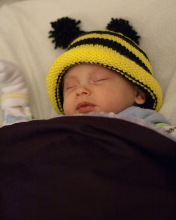 Sleepy K in the bug hat!