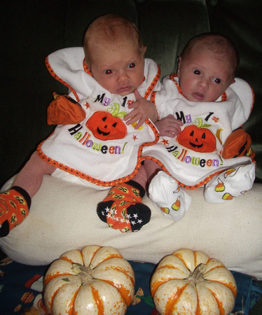 F on the left, K on the right.  11 days old on Halloween! :D