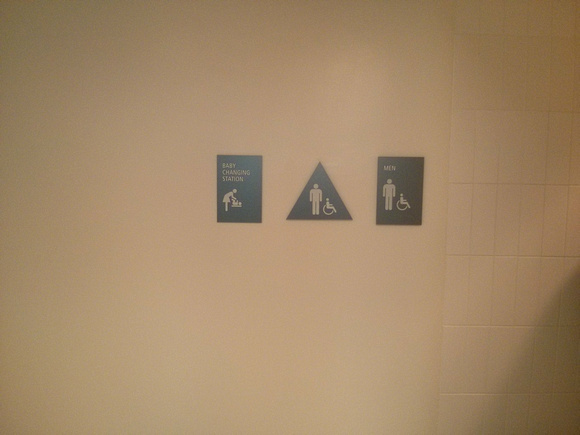Apparetly, in the Moscone center, only women are allowed to change babies, even in the men's washroom.  -___-