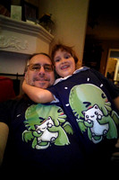 K and I enjoying our baby Cthulhu shirts