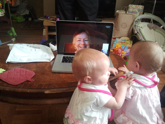 Babies skyping with Ga on their first birthday.